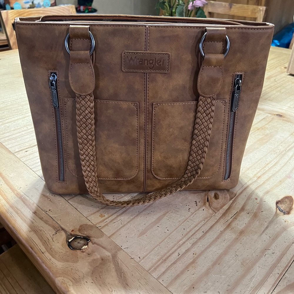 Wrangler Tan Leather Tote Bag